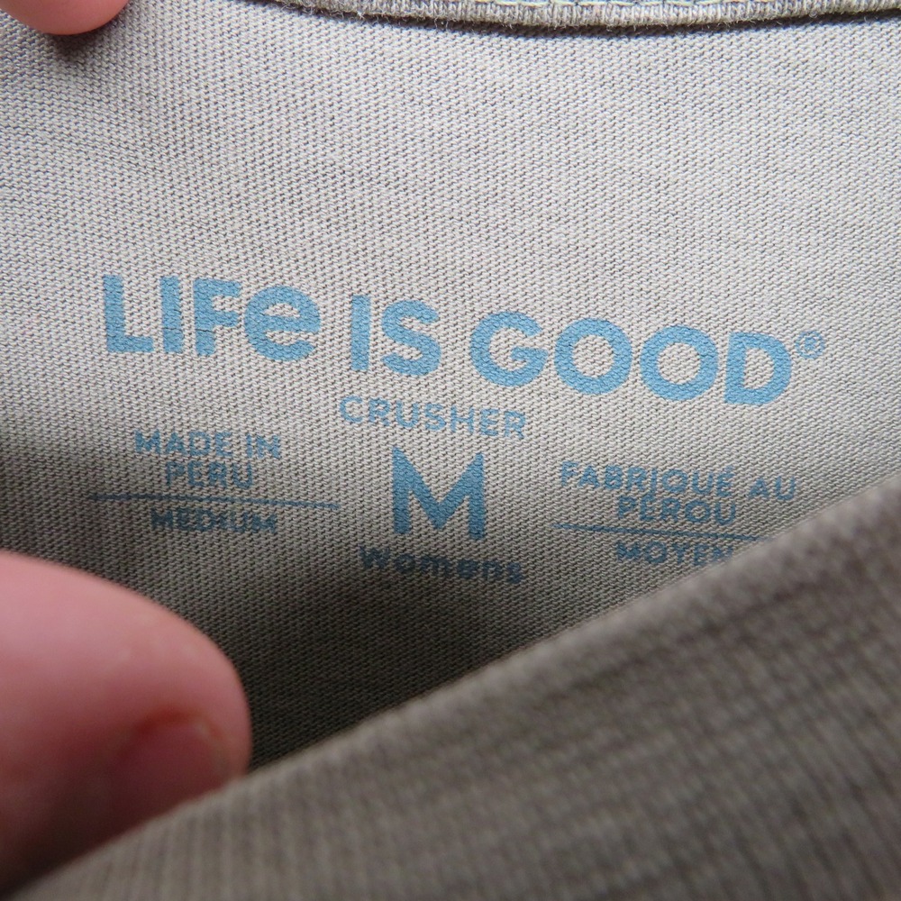 Life is Good Crusher Long Sleeve Tee Green Winter Birds Graphic Shirt Womens M - Picture 4 of 10